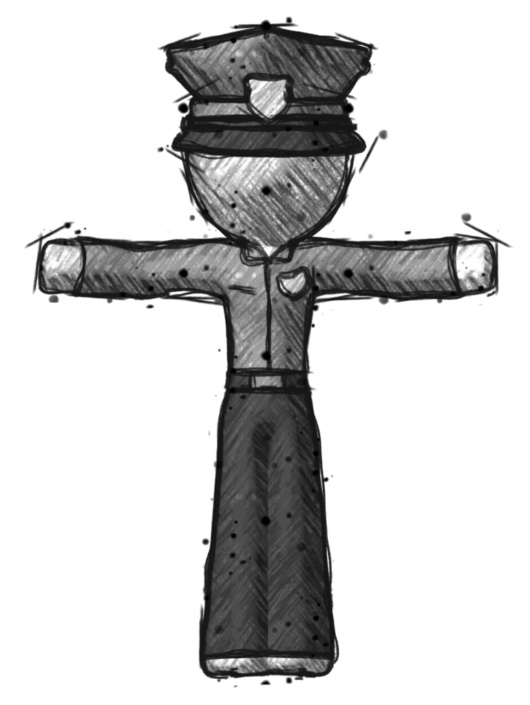 Sketch Police Man T-Pose Arms Up Standing