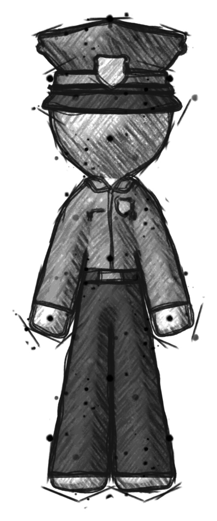 Sketch Police Man Standing Facing Forward