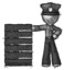Sketch Police Man With Server Rack Leaning Confidently Against It