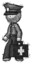 Sketch Police Man Walking With Medical Aid Briefcase To Left