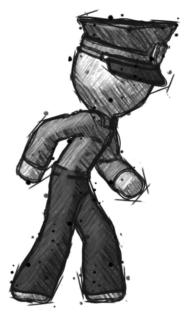 Sketch Police Man Suspense action pose facing right