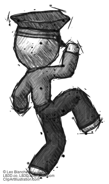 Sketch Police Man Kick Pose Start #7166