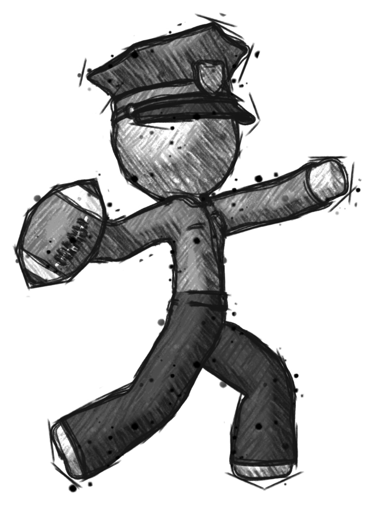 Sketch Police Man throwing football