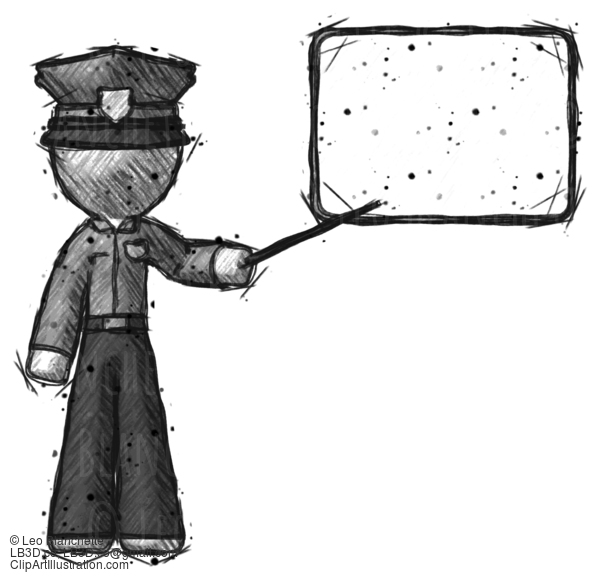 Sketch Police Man Giving Presentation In Front Of Dry-Erase Board #7179