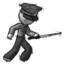 Sketch Police Man stabbing with ninja sword katana