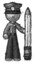 Sketch Police Man with large pencil standing ready to write