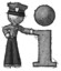 Sketch Police Man with info symbol leaning up against it