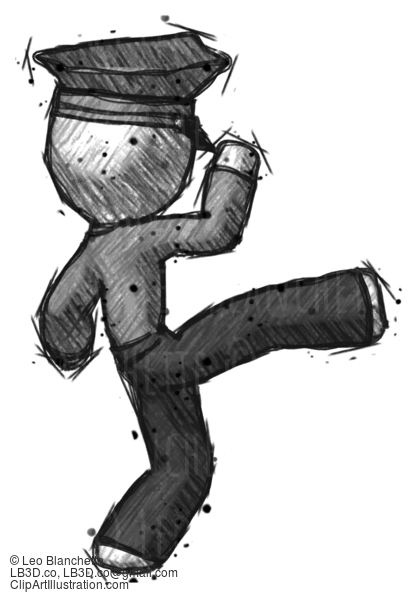 Sketch Police Man Kick Pose #7215