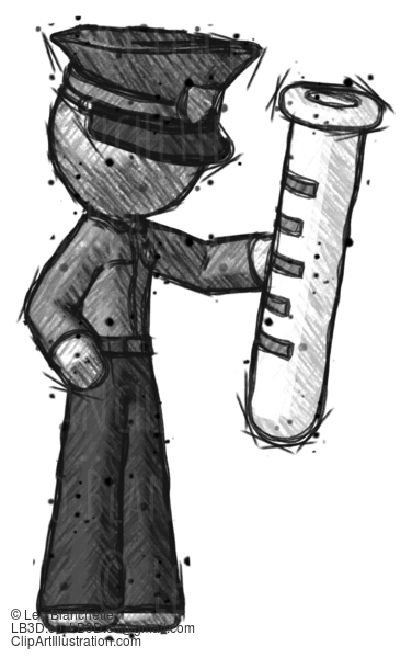Sketch Police Man Holding Large Test Tube #7245