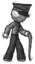 Sketch Police Man walking with hiking stick