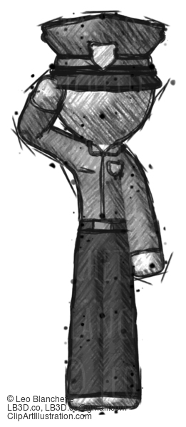 Sketch Police Man Soldier Salute Pose #7262