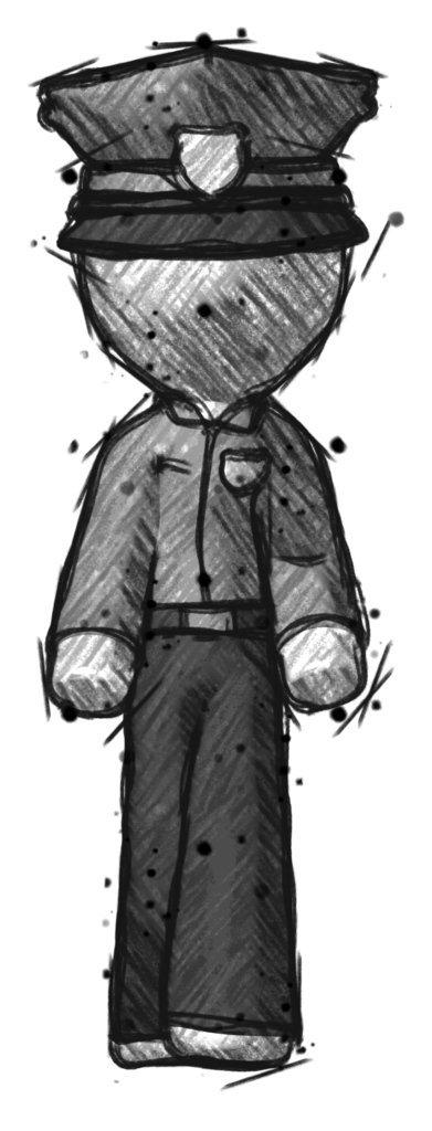 Sketch Police Man Walking Front View