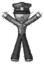 Sketch Police Man Surprise Pose, arms and legs out