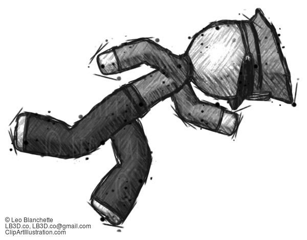 Sketch Police Man Running While Falling Down #7269