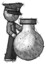Sketch Police Man Standing Beside Large Round Flask Or Beaker