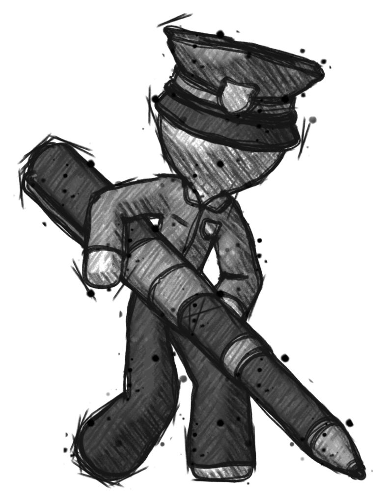 Sketch Police Man Writing with a really big pen