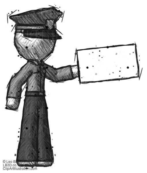 Sketch Police Man Holding Large Envelope #7299