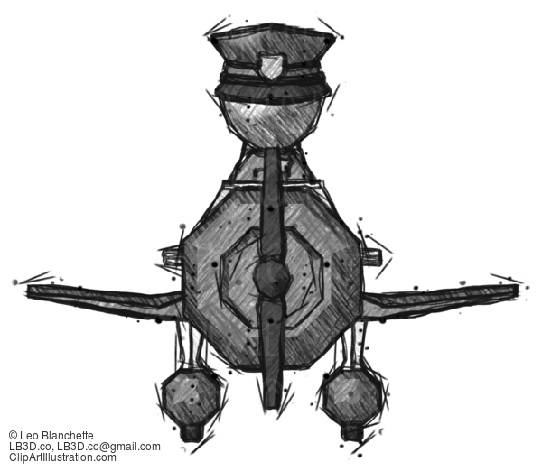 Sketch Police Man In Geebee Stunt Plane Front View #7313