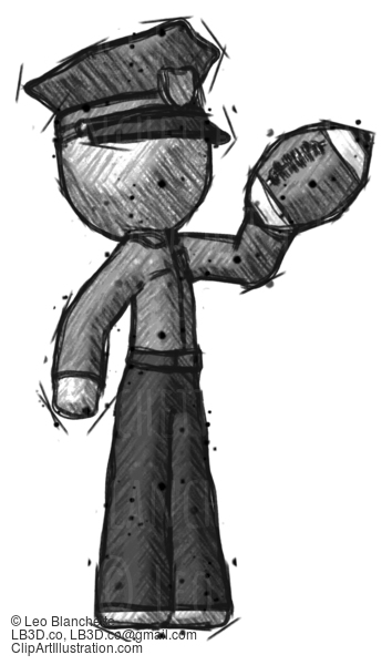 Sketch Police Man Holding Football Up #7344