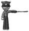 Sketch Police Man standing with ninja sword katana pointing right