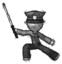 Sketch Police Man with ninja sword katana in defense pose