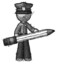 Sketch Police Man writer or blogger holding large pencil