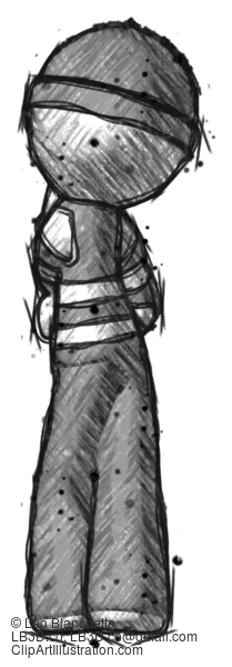 Sketch Thief Man Thinking, Wondering, Or Pondering Rear View #7694