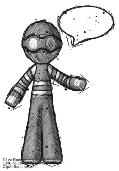 Sketch Thief Man With Word Bubble Talking Chat Icon #7697
