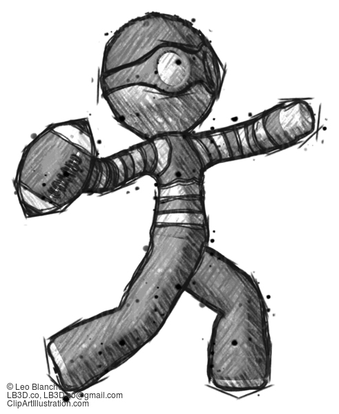 Sketch Thief Man Throwing Football #7699