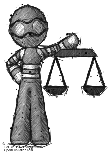 Sketch Thief Man Holding Scales Of Justice #7734