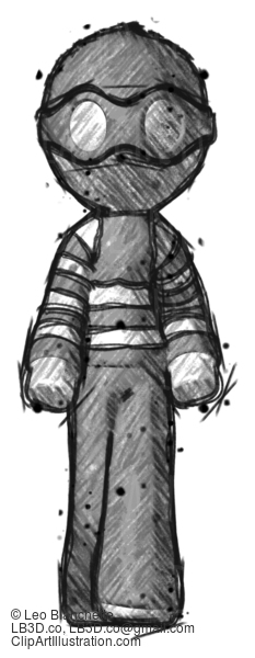 Sketch Thief Man Walking Front View #7737