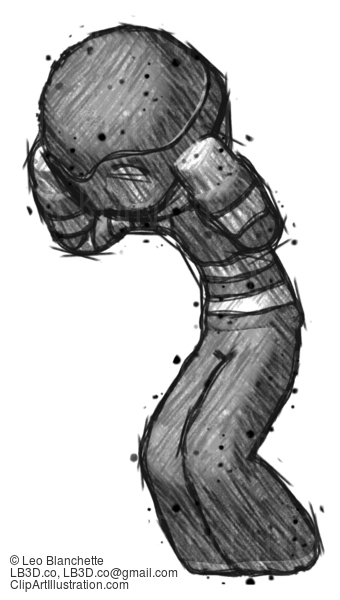 Sketch Thief Man With Headache Or Covering Ears Turned To His Left #7757