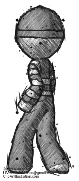 Sketch Thief Man Walking Away Direction Left View #7762