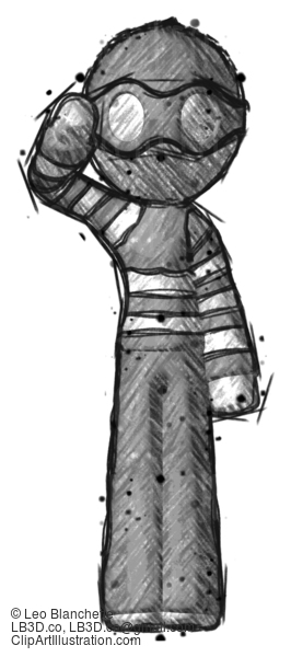 Sketch Thief Man Soldier Salute Pose #7767