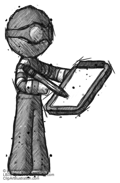 Sketch Thief Man Using Clipboard And Pencil #7781