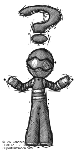 Sketch Thief Man With Question Mark Above Head, Confused #7789