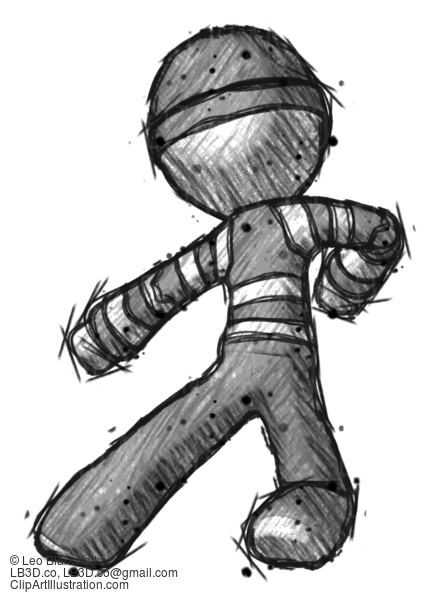 Sketch Thief Man Karate Defense Pose Left #7799