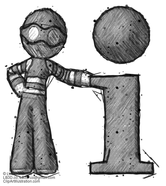 Sketch Thief Man With Info Symbol Leaning Up Against It #7817