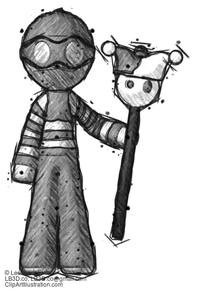 Sketch Thief Man Holding Jester Staff #7823