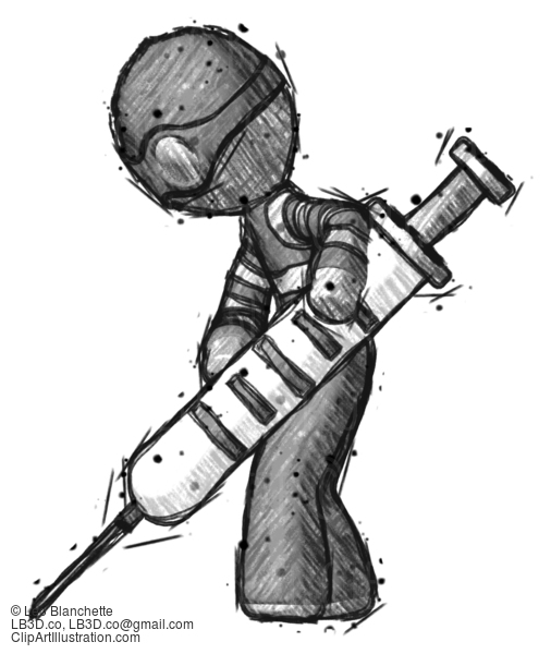 Sketch Thief Man Using Syringe Giving Injection #7830