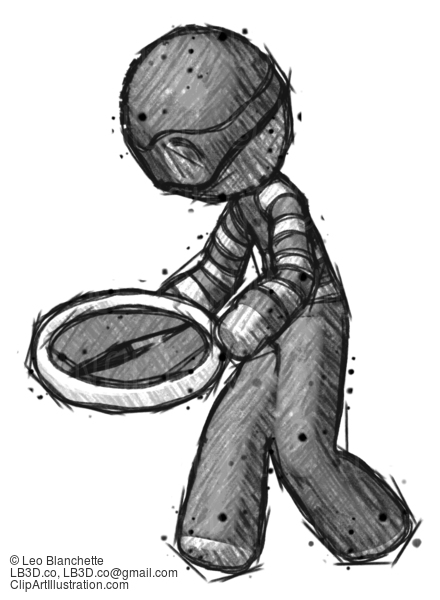 Sketch Thief Man Walking With Large Compass #7867