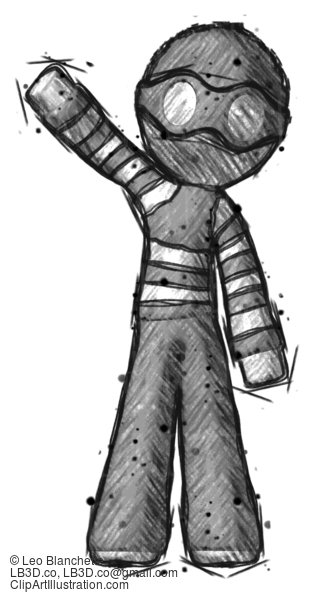 Sketch Thief Man Waving Emphatically With Right Arm #7874