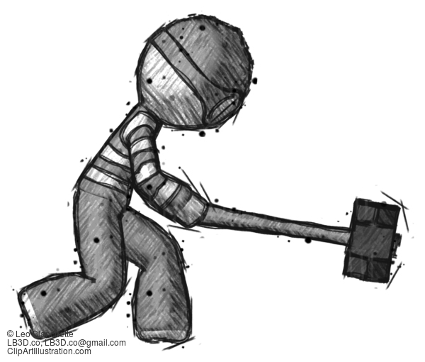 Sketch Thief Man Hitting With Sledgehammer, Or Smashing Something #7881