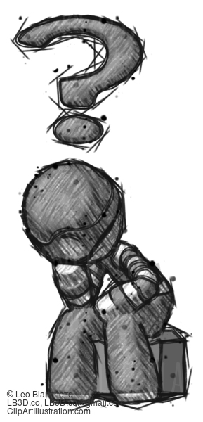 Sketch Thief Man Thinker Question Mark Concept #7907