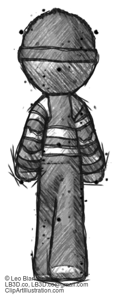 Sketch Thief Man Walking Away, Back View #7935