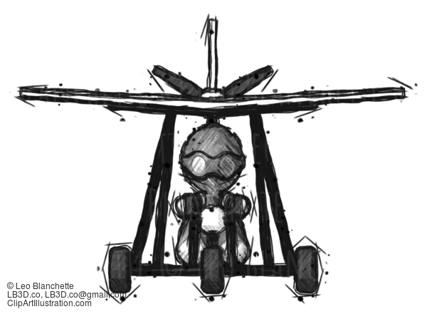 Sketch Thief Man In Ultralight Aircraft Front View #7956