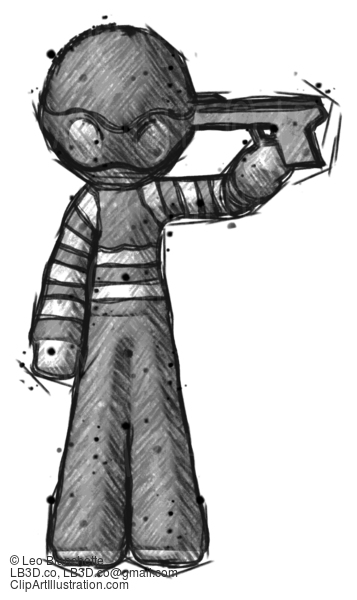 Sketch Thief Man Suicide Gun Pose #7959