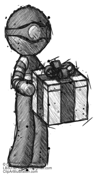 Sketch Thief Man Giving A Present #7962