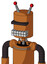 Orange Robot With Cylinder Head And Keyboard Mouth And Black Visor Cyclops And Double Led Antenna