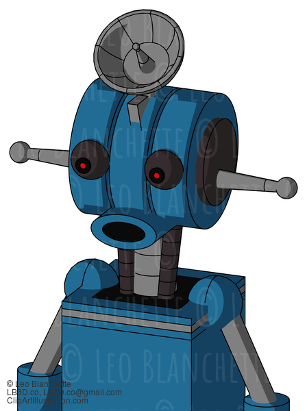 Blue Automaton With Multi-Toroid Head And Round Mouth And Red Eyed And Radar Dish Hat #20934